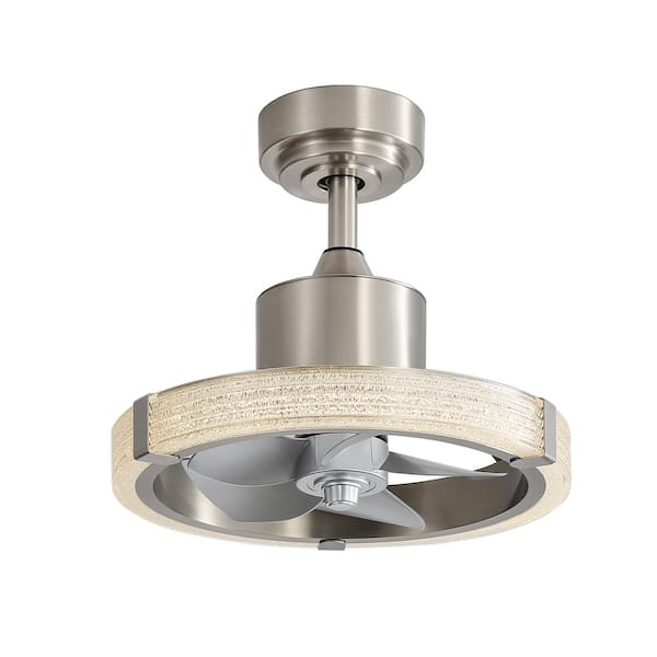 Breezary Bertram 16 in. Integrated LED Indoor Satin Nickel Ceiling Fans with Light and Remote Control Included