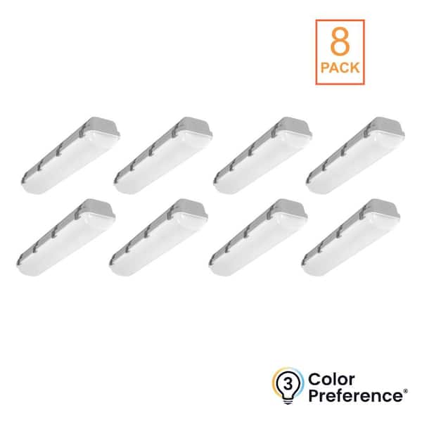 8-Pack Sellado 2 ft. Vapor Tight 2600-3900 Lumens Integrated LED White Wraparound Light Selectable CCT 3500K 4000K 5000K