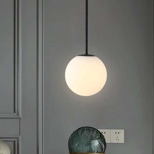 1-Light Black Globe Pendant Lighting Fixture with Glass Shade for Kitchen Island, No Bulbs Included
