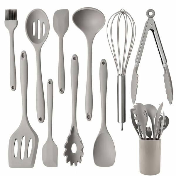 10-Piece Silicone Cooking Utensil Set, 446 Degrees F Heat-Resistant Nonstick Tools with Ladle, Whisk