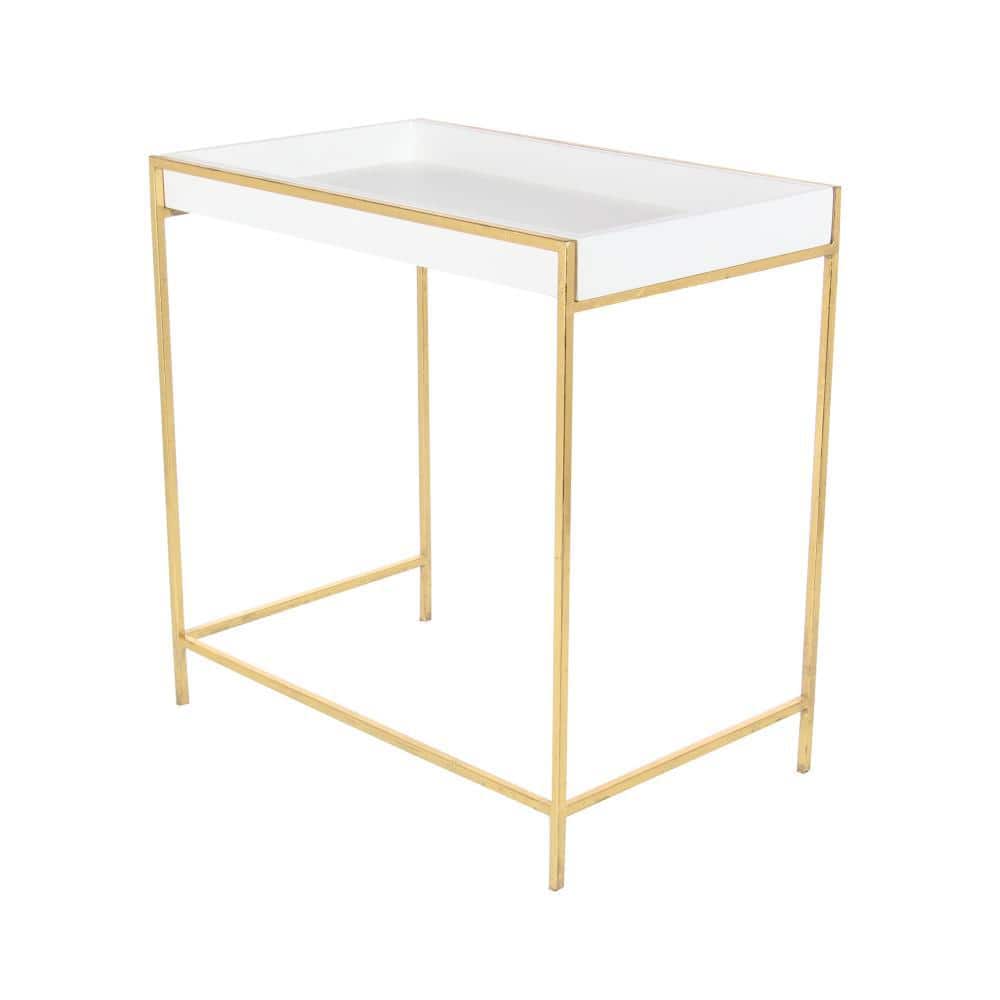 White and Gold Polished Nesting Console Tables, Set of 2