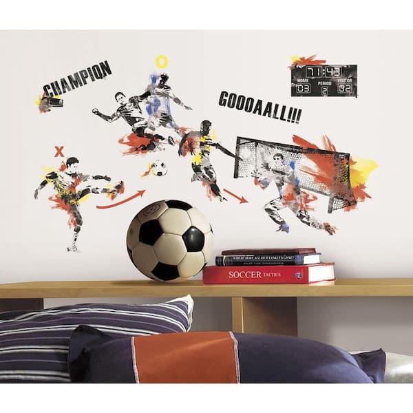 York Wallcoverings 2.5 in. x 18 in. Men's Soccer Champion Peel and Stick Wall Decals