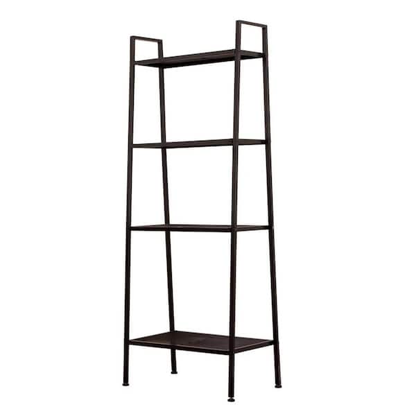 4-Tier Metal Ladder Shelf, Multi-Functional Plant Stand and Bookcase Rack for Indoor Outdoor Use, Black