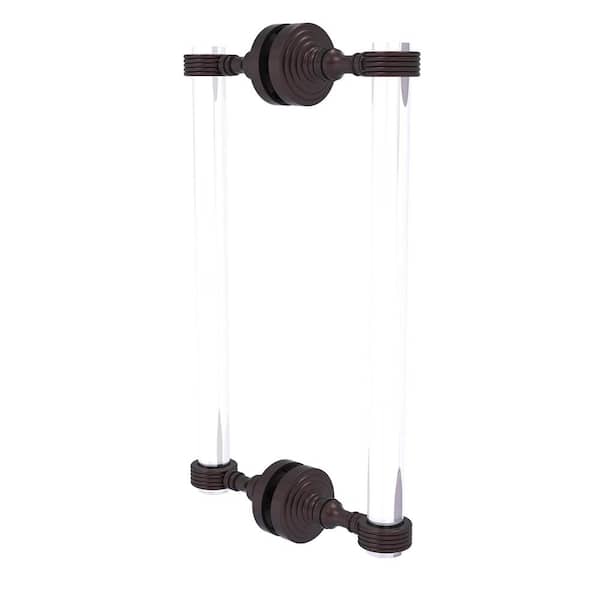 Pacific Grove 12 in. Back to Back Shower Door Pull with Groovy Accents in Antique Bronze