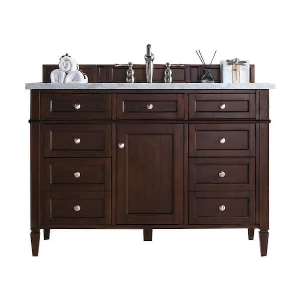 James Martin Vanities Brittany 48 in. W x 23.5 in.D x 34 in. H Single Bath Vanity in Burnished Mahogany with Solid Surface Top in Arctic Fall