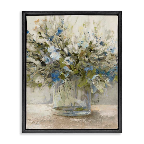 Stupell Industries Glass Vase Botanics by Carol Robinson Black Floater Frame Nature Graphic Art Print 21 in. x 17 in.