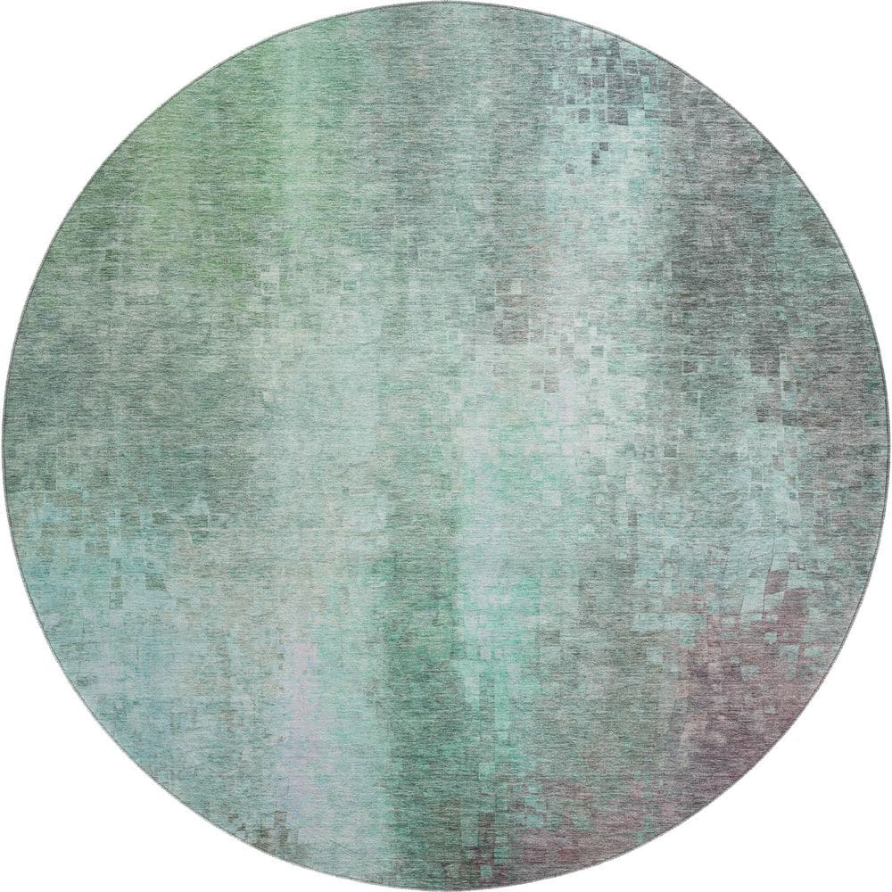 Mayfield Premium Machine Washable Abstract AMF2241 Aqua 8 ft. x 8 ft. Round Rug price history on PriceWatchPro