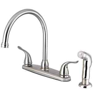Yosemite 2-Handle Deck Mount Centerset Kitchen Faucets with Side Sprayer in Brushed Nickel