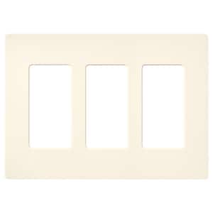 Claro 3 Gang Wall Plate for Decorator/Rocker Switches, Satin, Biscuit (SC-3-BI) (1-Pack)