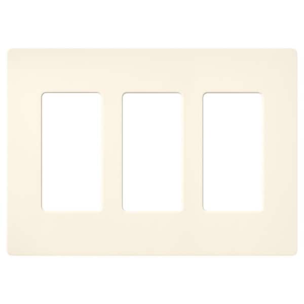 Lutron Claro 3 Gang Wall Plate for Decorator/Rocker Switches, Satin, Biscuit (SC-3-BI) (1-Pack)