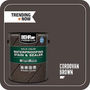 1 gal. #SC-104 Cordovan Brown Solid Color Waterproofing Exterior Wood Stain and Sealer