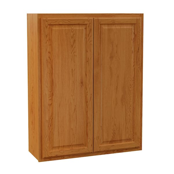 Hampton 33 in. W x 12 in. D x 42 in. H Assembled Wall Cabinet in Medium Oak