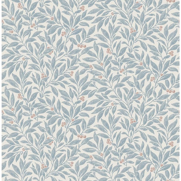 Advantage Blue Winter Berry Vine Wallpaper Sample