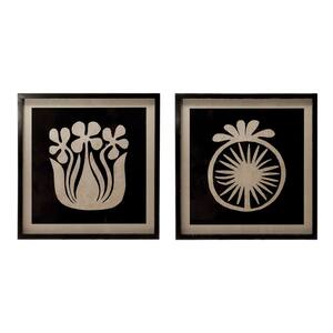Wood Framed Nature Wall Art with Abstract Flower Black and White 2-Styles 19.75 in. x 19.75 in.