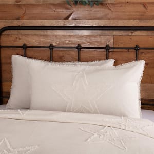 Burlap Antique White Farmhouse Star Cotton King Sham