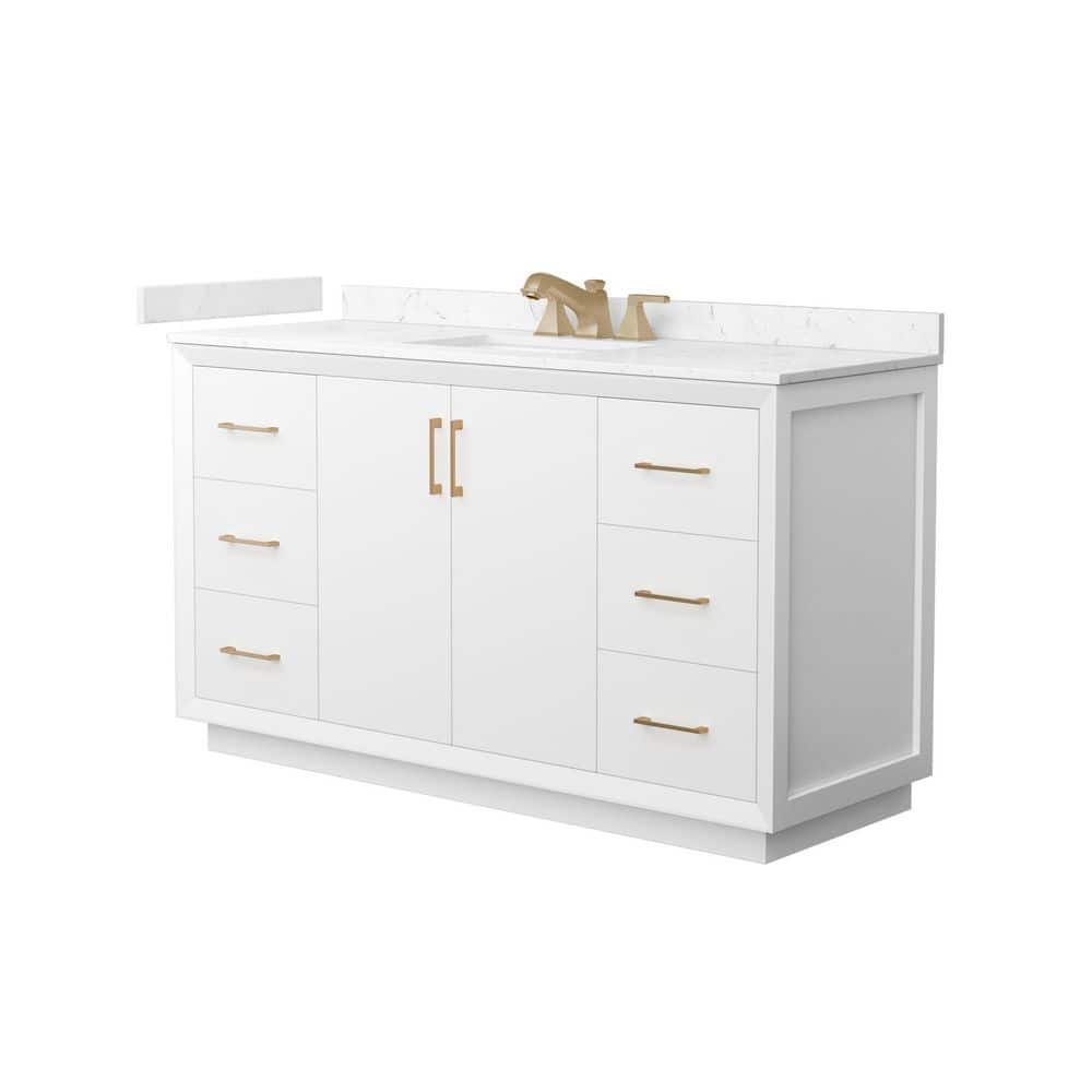 Strada 60 in. Single Freestanding White Bath Vanity with Carrara Cultured Marble Top Assembled price history on PriceWatchPro