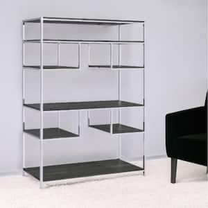 72 in. Tall Gray,  Silver Metal 7 Shelf Standard Bookcase