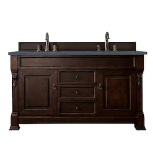 Brookfield 60 in. W x 23.5 in. D x 34.3 in. H Double Bath Vanity in Burnished Mahogany with top in Charcoal Soapstone