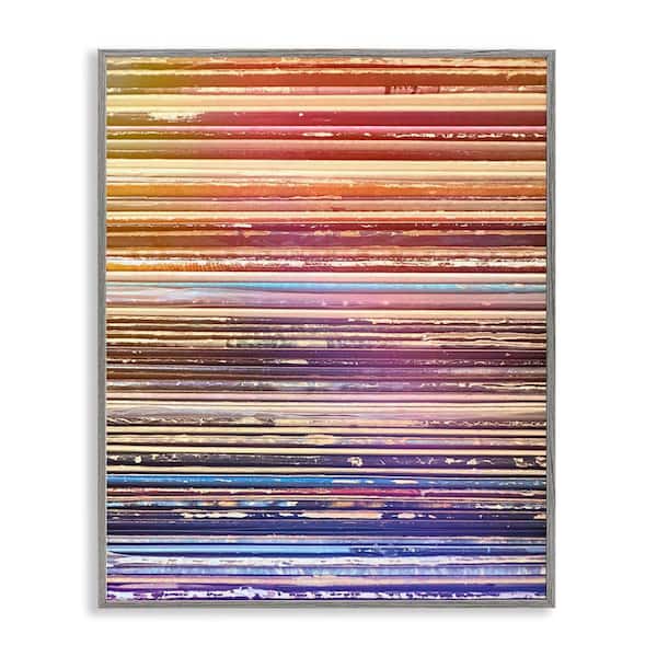 Stupell Industries Music Album Record Edges by Graffi*tee Studios Gray Framed Abstract Giclee Art Print 30 in. x 24 in.