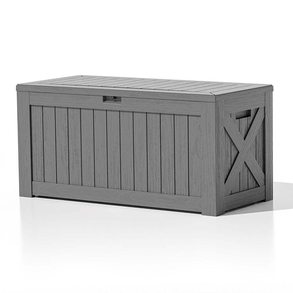 thumbnail image 2 of AWFHHT 100 Gallon Deck Box, Waterproof Resin Outdoor Storage Box With 2 of 13