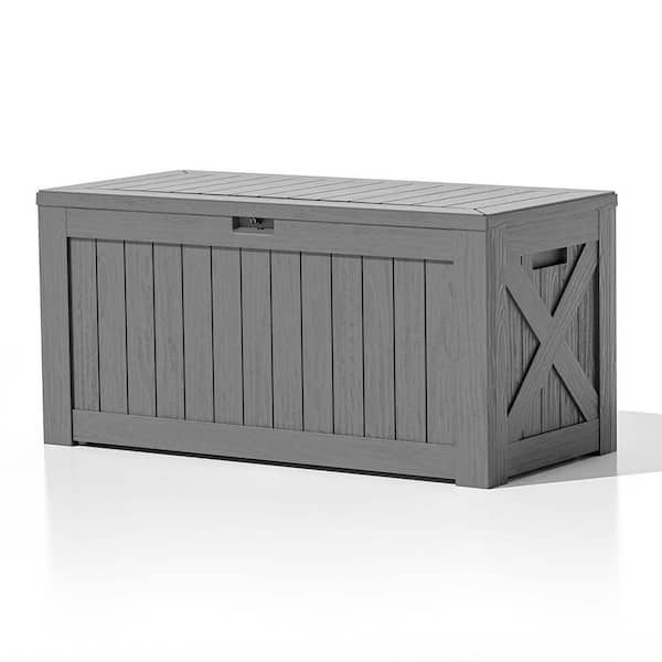 Patiowell 120 Gal. Heavy-Duty Outdoor Storage Plastic Resin Deck Box Large Patio Storage Container in Gray