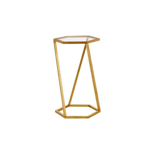 StyleWell - Gold Leaf Metal and Glass Accent Table with Hexagon Shape (15.88 in. W x 25.88 in. H)