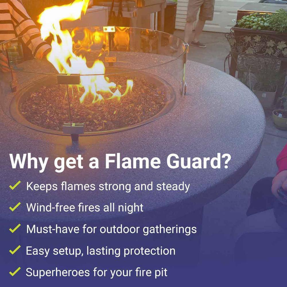 Elegant Round Propane Fire Pit Glass Flame Guard, 23-Inch