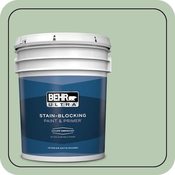 BEHR ULTRA 5 gal. #S400-3 Healing Aloe Extra Durable Satin Enamel Interior Paint & Primer
