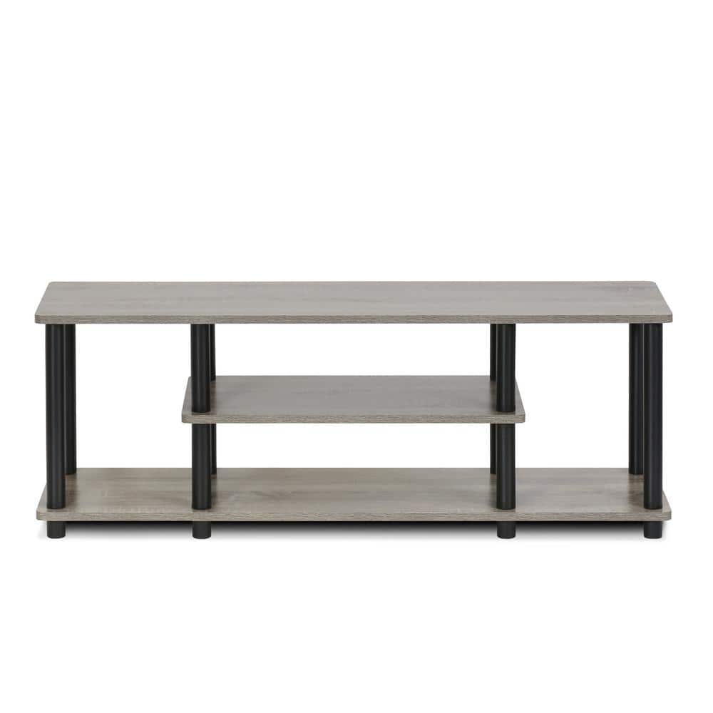 Furinno Turn-N-Tube 44 in. French Oak Gray and Black Particle Board TV  Stand Fits TVs Up to 55 in. with Open Storage 12250GYW/BK - The Home Depot
