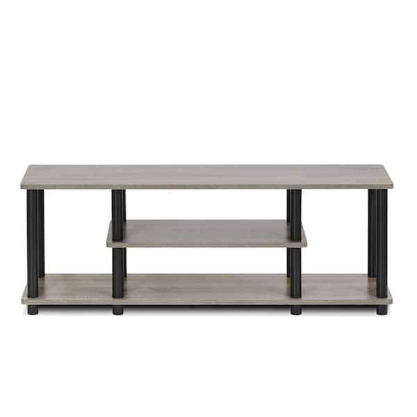 Furinno Turn-N-Tube 44 in. French Oak Gray and Black Particle Board TV Stand Fits TVs Up to 55 in. with Open Storage