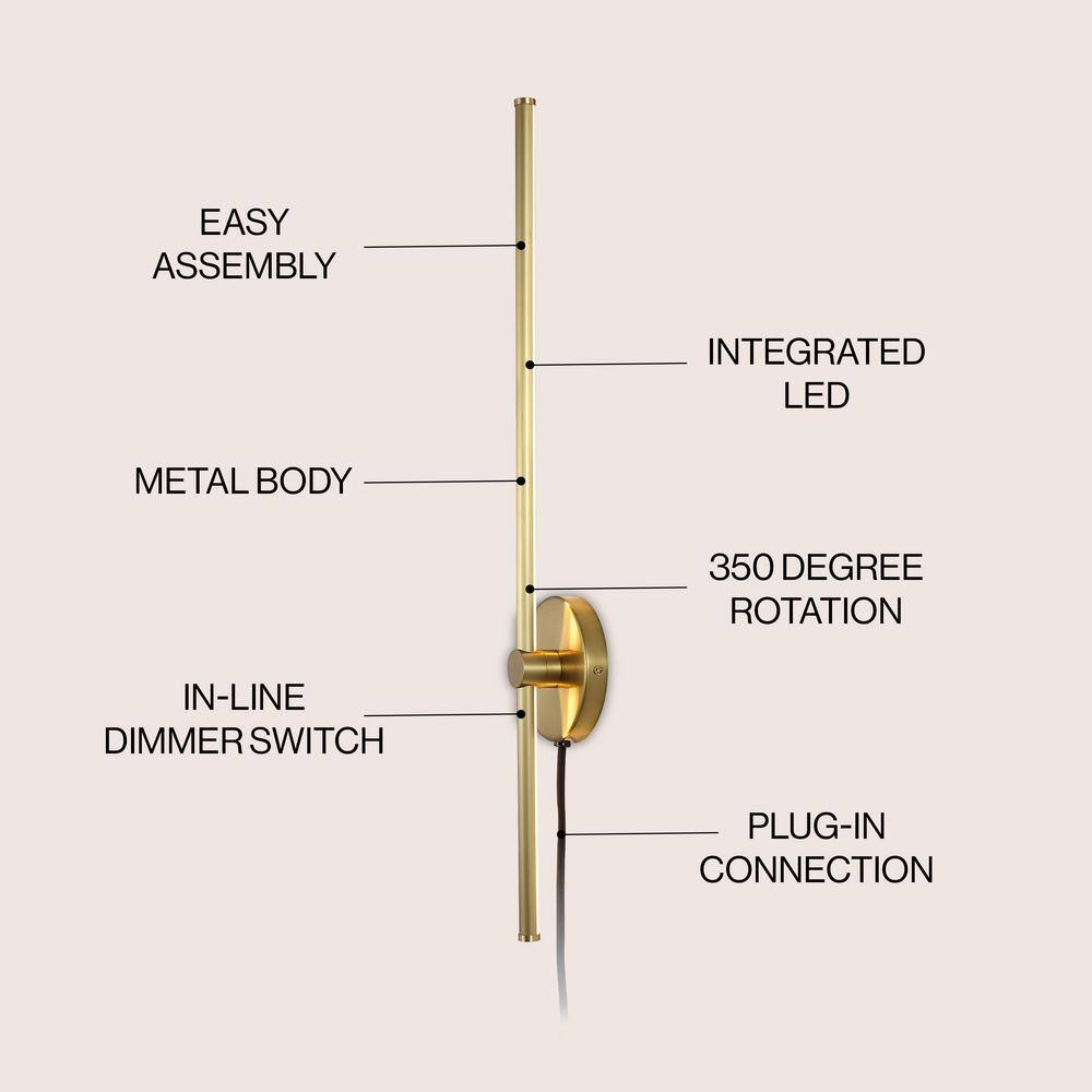 Anton 27.25" Brass Gold Modern Adjustable LED Wall Sconce