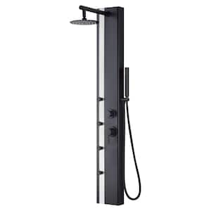 Eclipse 57 in. 4-Jet 2.5 GPM Shower Panel System with Handshower in Matte Black and Brushed Stainless Steel