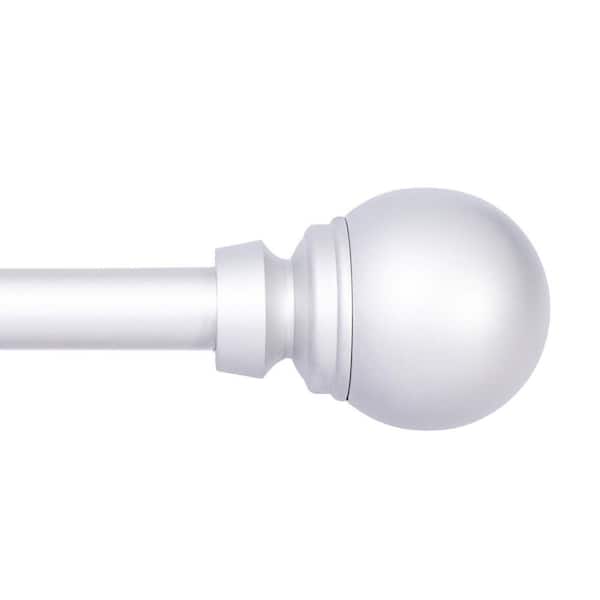 Kenney Mae 28 in. - 48 in. Adjustable Single Curtain Rod 5/8 in. Diameter in Satin Nickel with Round Finials