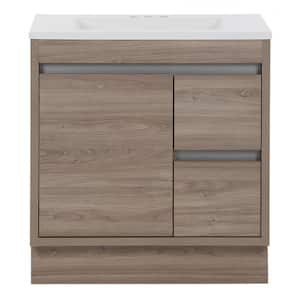 Raine 30 in. W x 19 in. D x 33 in. H Single Sink Freestanding Bath Vanity in Forest Elm with White Cultured Marble Top