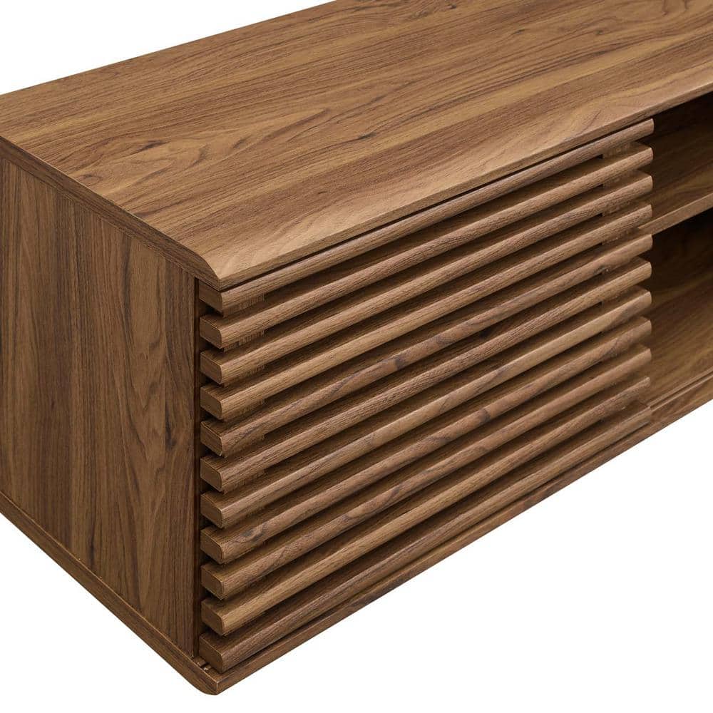 Sleek 60" Walnut Wall-Mount Media Console with Sliding Doors