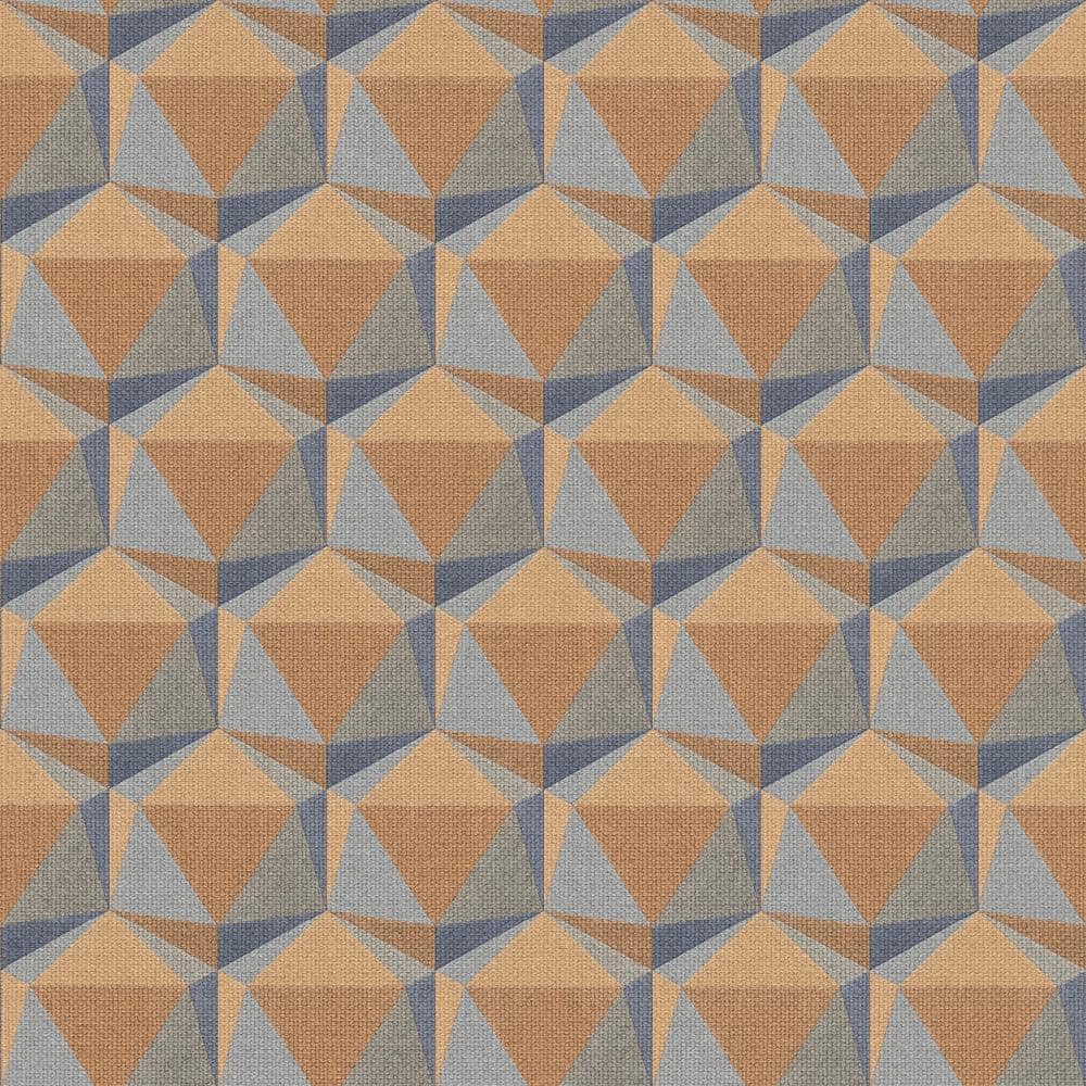 Fusion Collection Geometric Motif Blue/Orange Matte Finish Non-pasted Vinyl