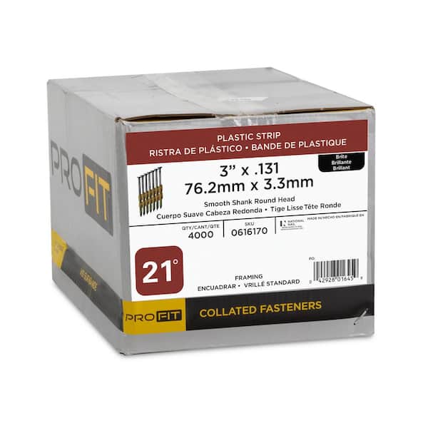 Bostitch 4000-Qty. 3 In. X .131 Smooth Shank 21 Degree Plastic Collated Stick Framing Nails Rh S10d131ep - View #3