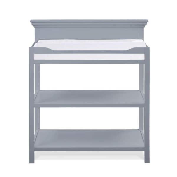 Solid Changing Table Gray Universal Changing Table with 2-Open Shelves SXB257241 - The Home ...