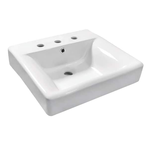 NuvoFusion 20-3/8 in. L x 18-5/16 in. W Ceramic Console Sink Top in White