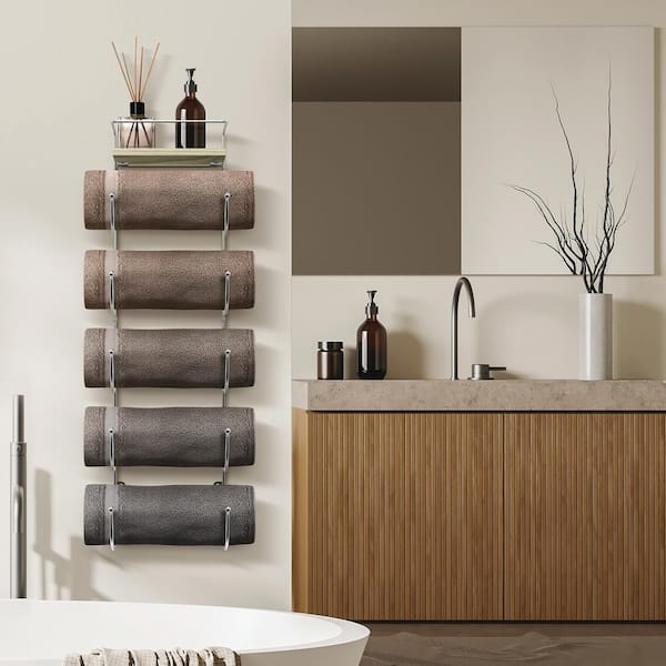 Sorbus 6 Level Bathroom Towel Rack Holder and Organizer Silver