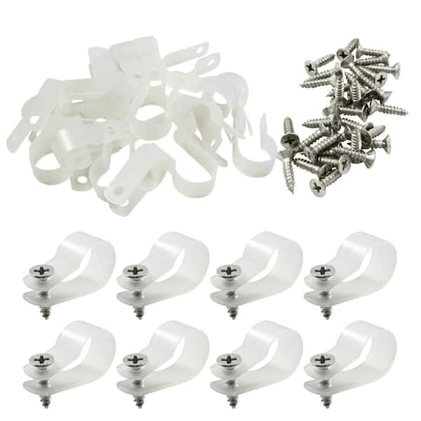 120-Piece White Nylon R-Type Screw Mount Cable Clips, 5/8 in. Wire Fasteners with Included Screws