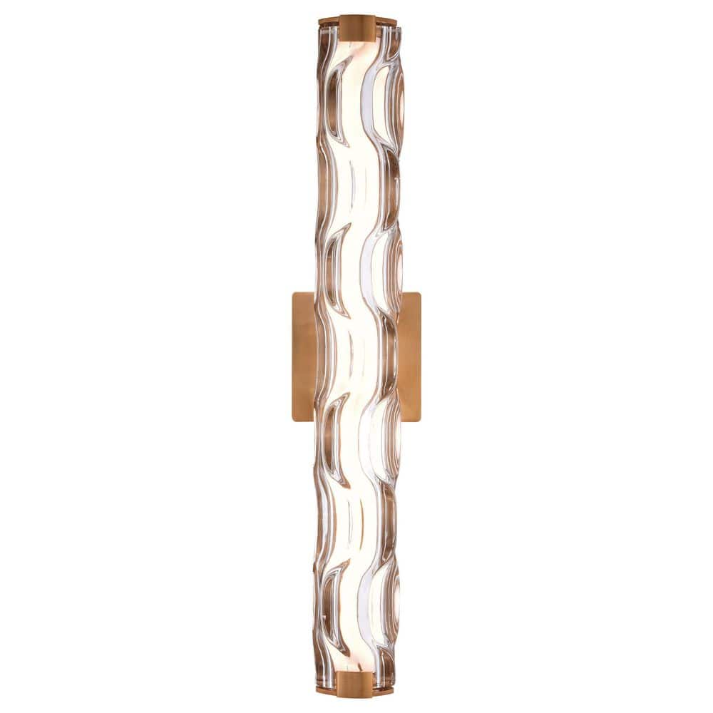 Marseille 24" Natural Brass LED Vanity Light with Sculpted Glass