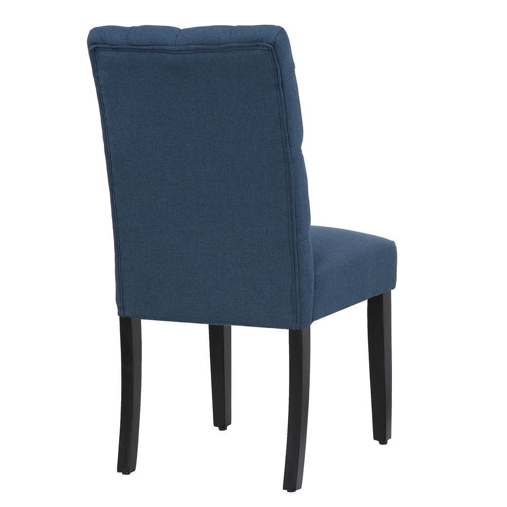 Blue Linen Upholstered Button Tufted Parsons Side Chair Set
