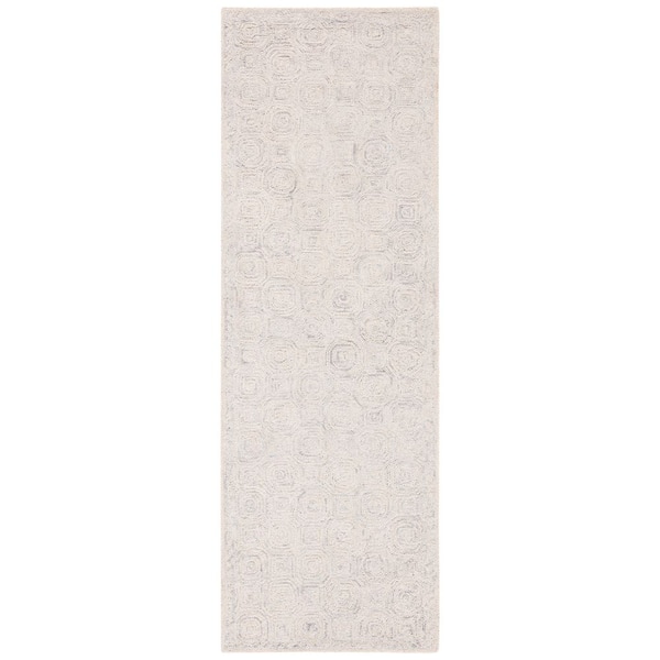 SAFAVIEH Micro-Loop Silver/Grey 2 ft. x 5 ft. Abstract Geometric Runner Rug