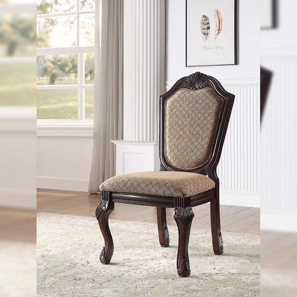 High Back White Upholstered Wood Side Chair