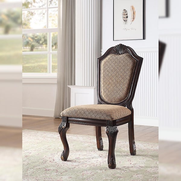 Chateau De Ville Side Chair (Set-2) in Fabric and Espresso 64077A