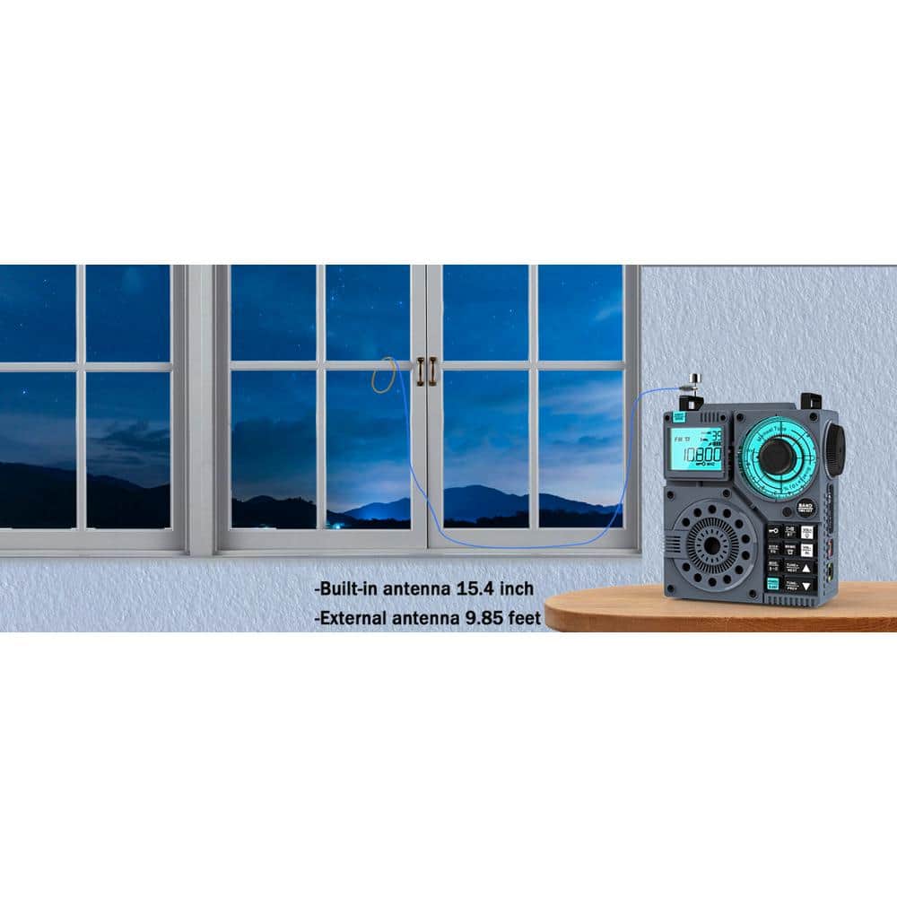 Portable Gray Multi-Band Shortwave Radio with Bluetooth and App Control