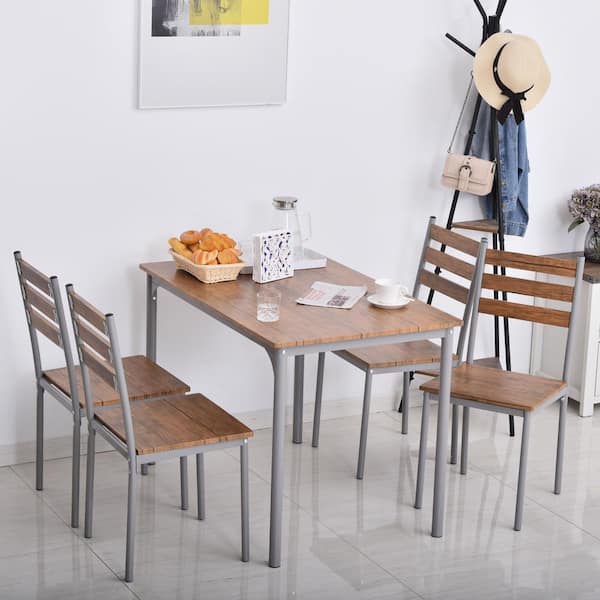 Brown Counter Height Dining Table Set, Tall Dining Table And Chairs Set