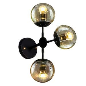 Sadette 3-Light Black Wall Sconce Light