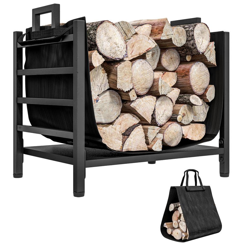 Outsunny Firewood Rack with Removable Log Carrier, Log Rack